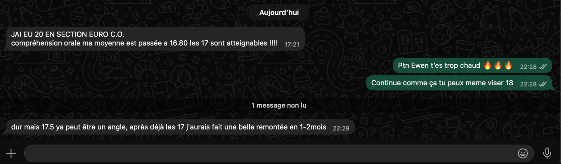 20 en compréhension orale (Euro)